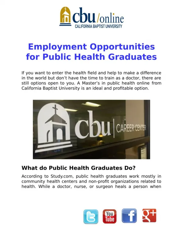 Employment Opportunities for Public Health Graduates