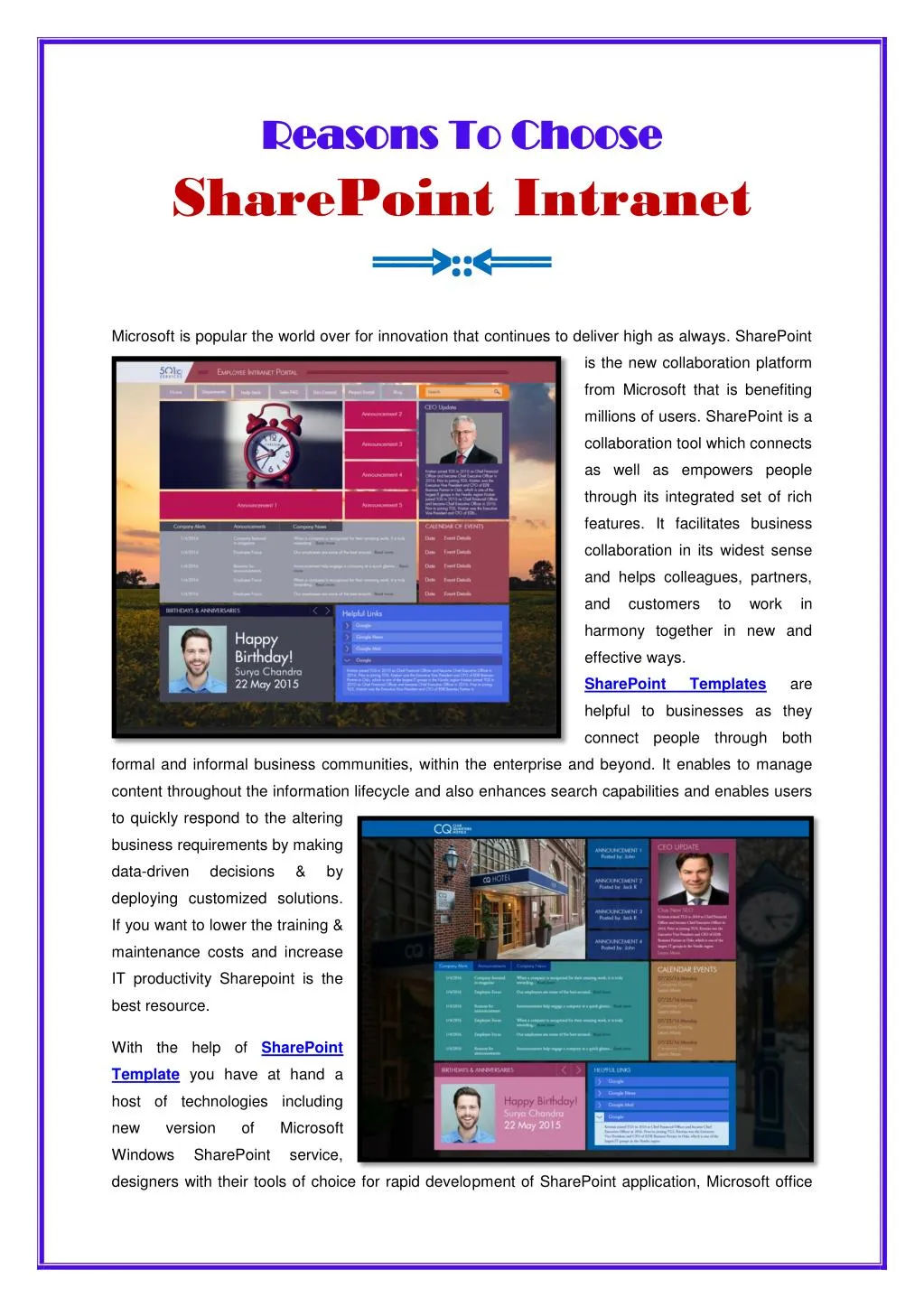 reasons reasons t to choose sharepoint intranet