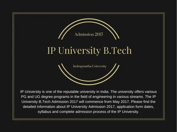 IP University B.Tech Admission 2017