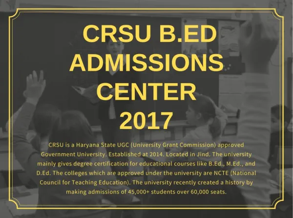 CRSU B.ED. ADMISSION 2017-18