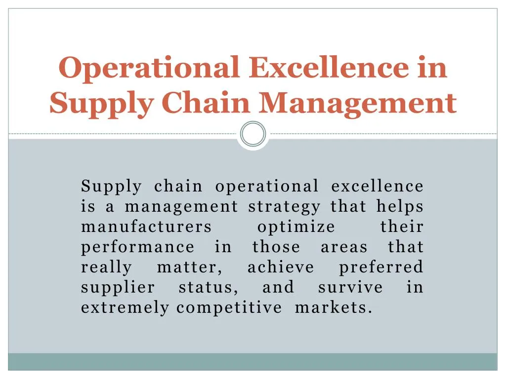operational excellence in supply chain management