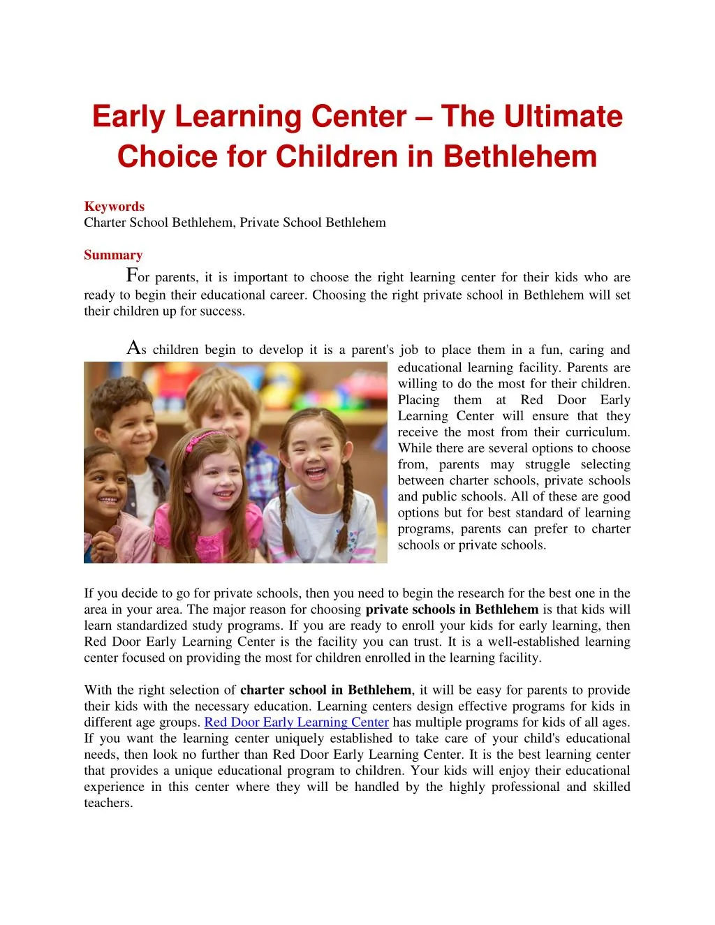 early learning center the ultimate choice
