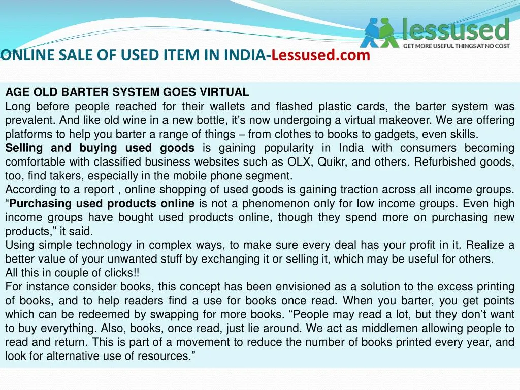 online sale of used item in india lessused com