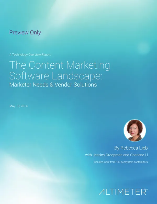[Report] The Content Marketing Software Landscape, by Altimeter Group