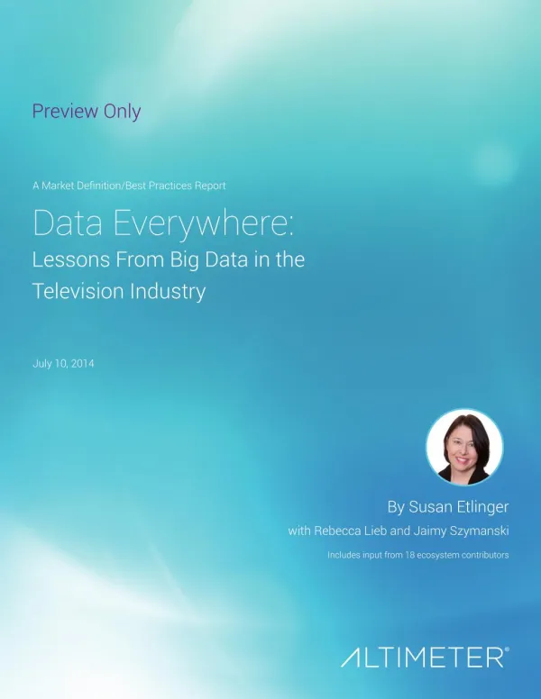 [Report] Data Everywhere: Lessons from Big Data in the Television Industry, by Altimeter Group
