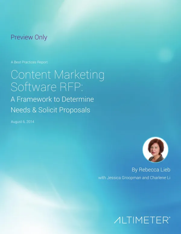 [Report] Content Marketing Software RFP: A Framework to Determine Needs & Solicit Proposals