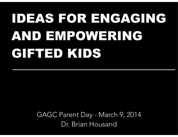 Ideas for Empowering and Engaging GIFTED KIDS