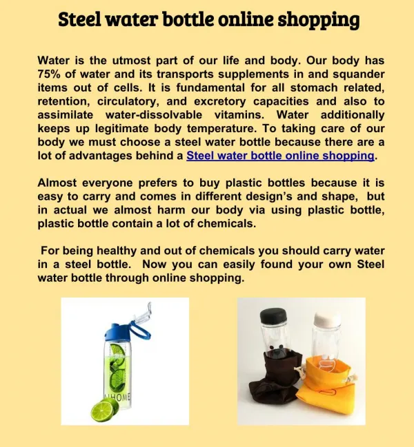 Steel Water Bottle online Shopping