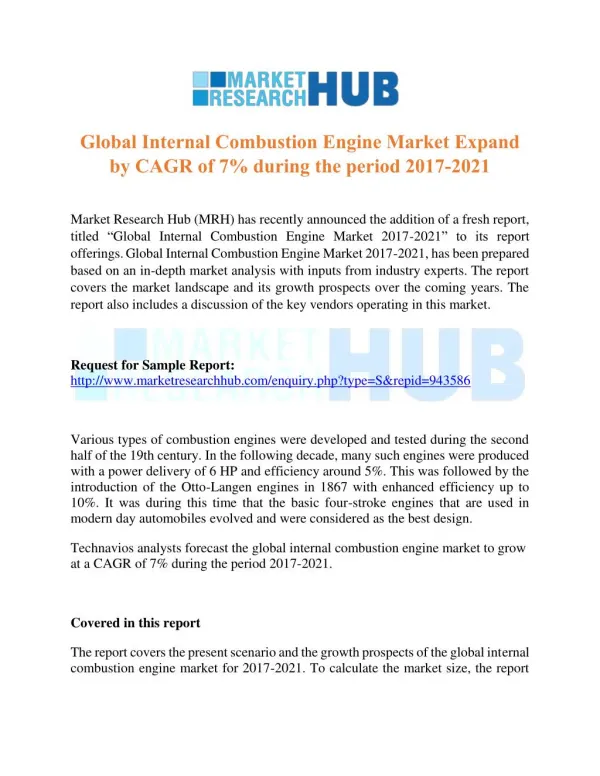 Global Internal Combustion Engine Market Research Report 2017-2021