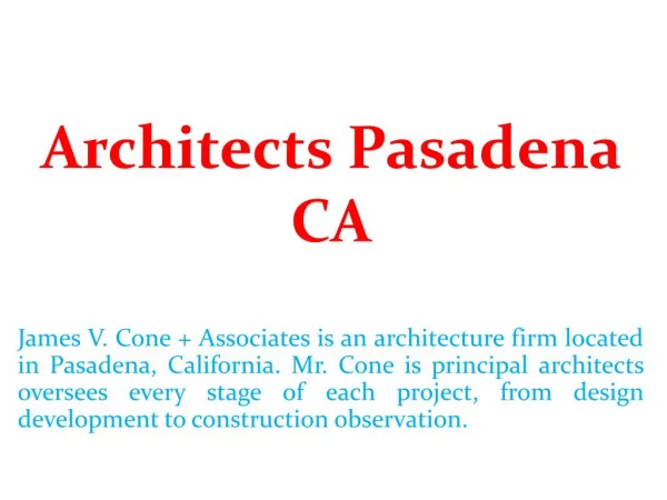 Architects Pasadena CA