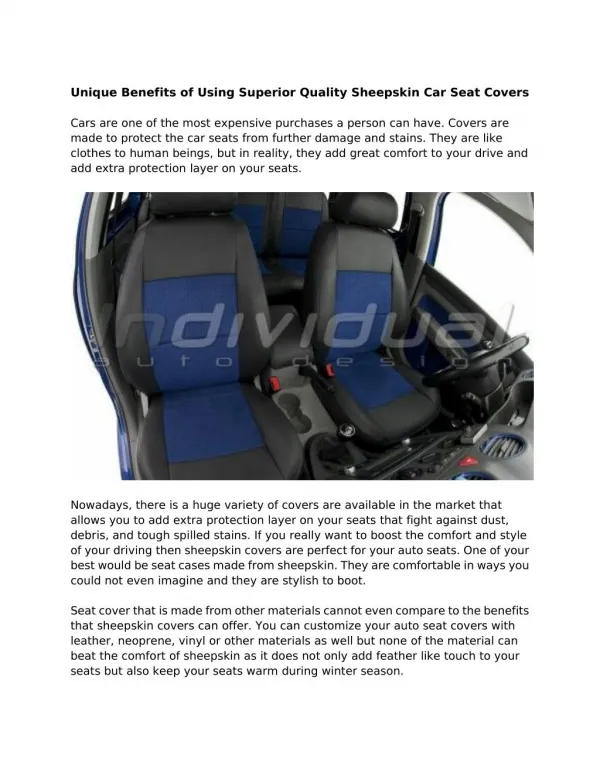 Unique Benefits of Using Superior Quality Sheepskin Car Seat Covers