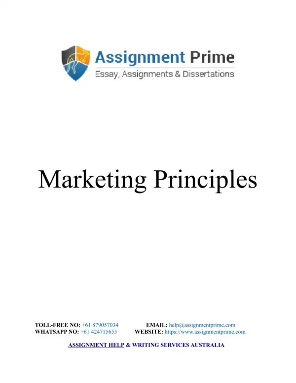 Marketing Principles Sample Assignment - Assignment Prime Australia