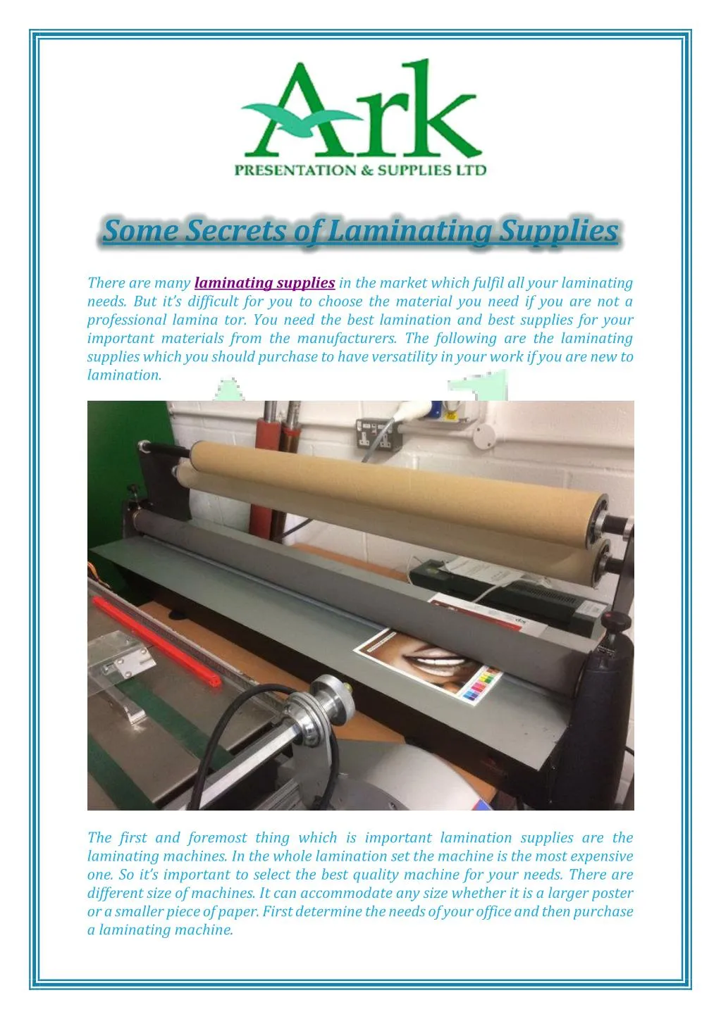 some secrets of laminating supplies