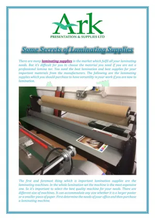Some Secrets of Laminating Supplies