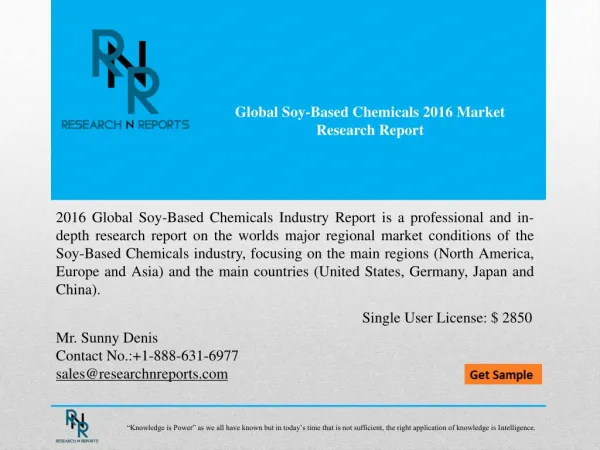 Global Soy-Based Chemicals Market Analysis (2012-2021)