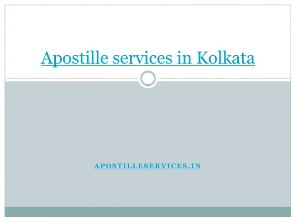 Apostille Services in Kolkata