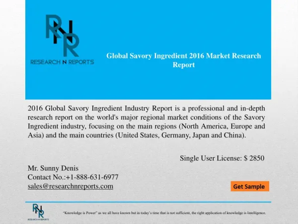 Global savory ingredient market Analysis (2016-2021)