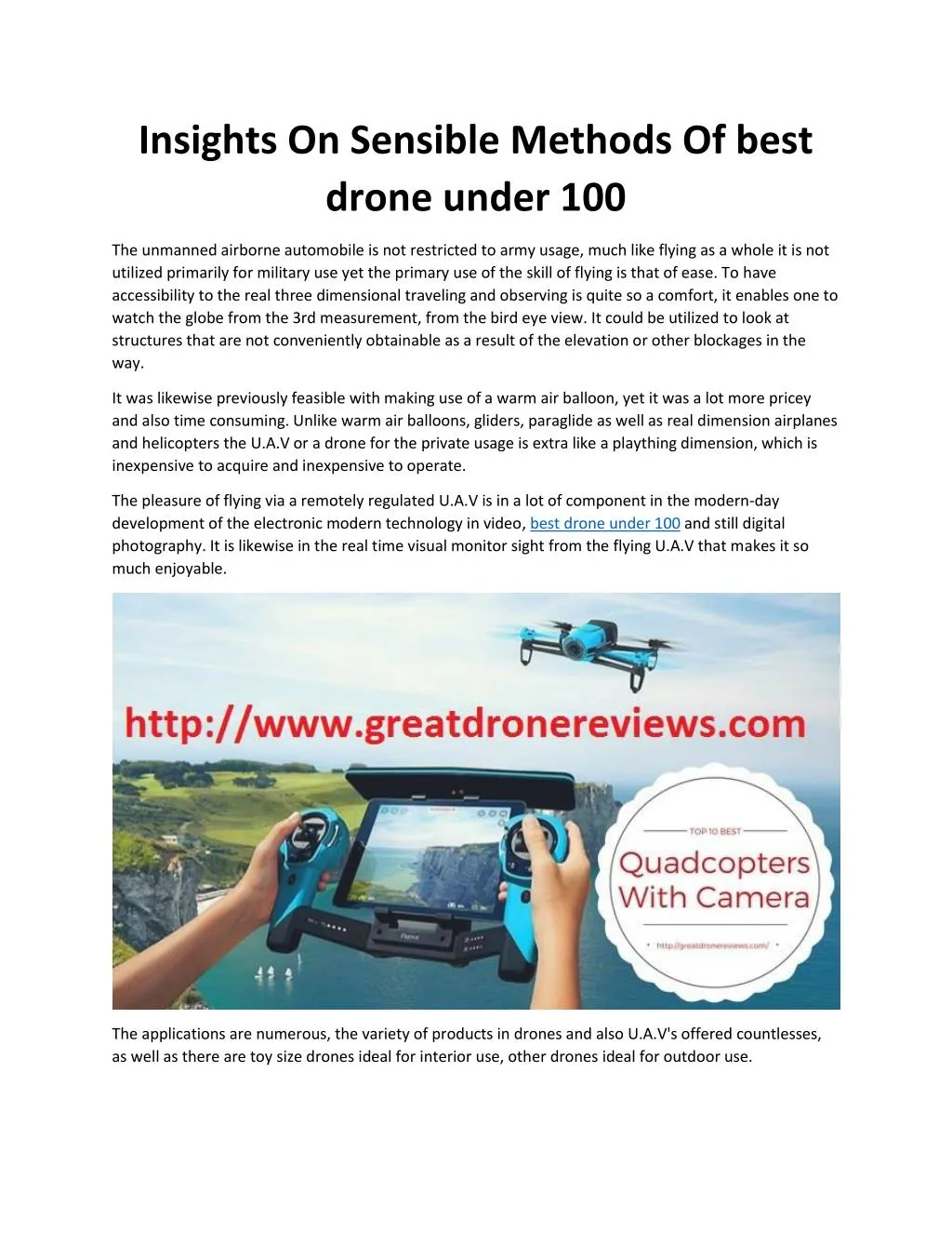 insights on sensible methods of best drone under
