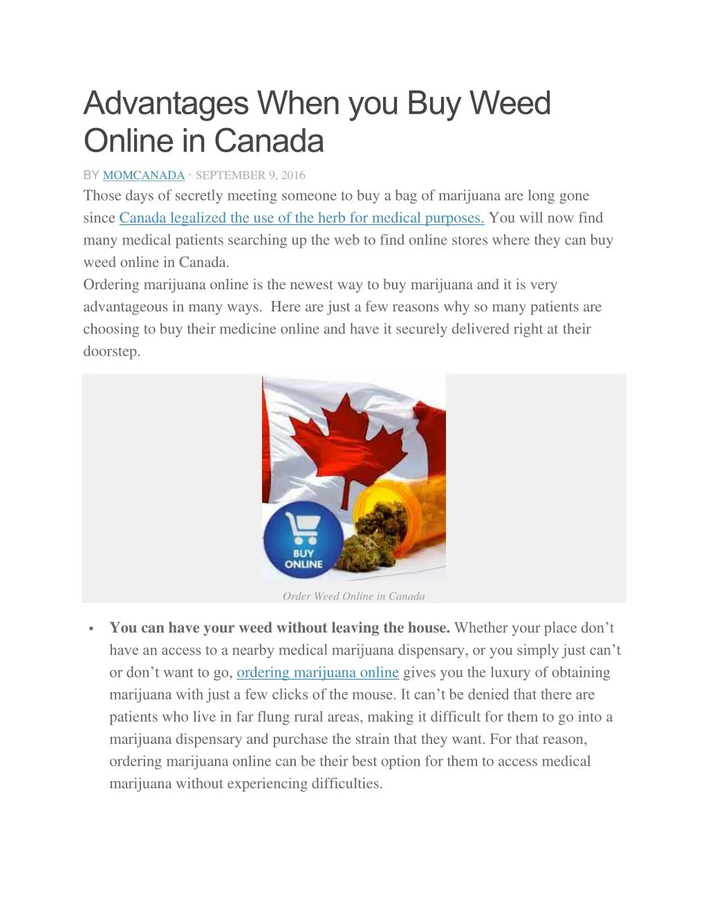 advantages when you buy weed online in canada