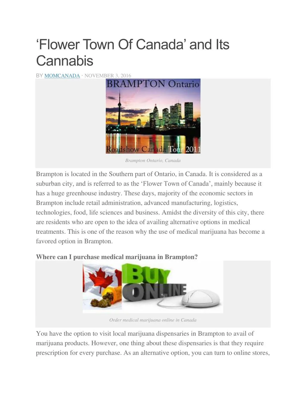 flower town of canada and its cannabis