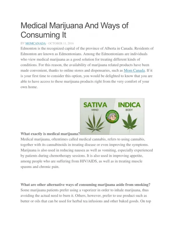Medical Marijuana And Ways of Consuming It