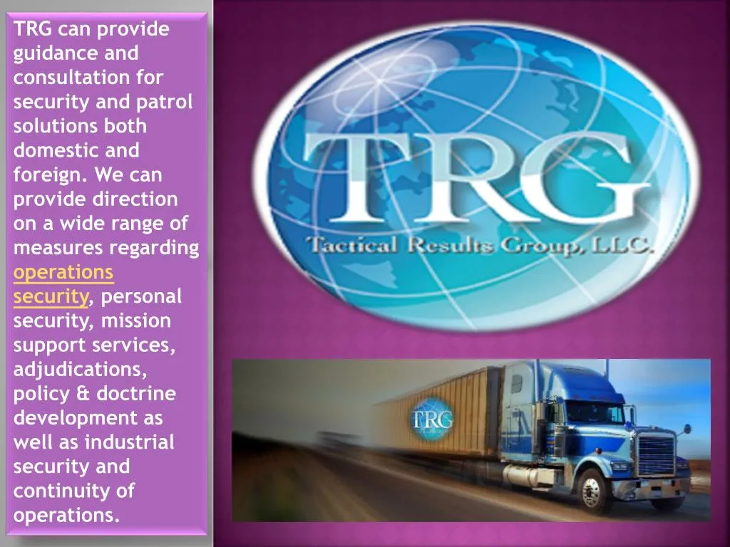trg can provide guidance and consultation