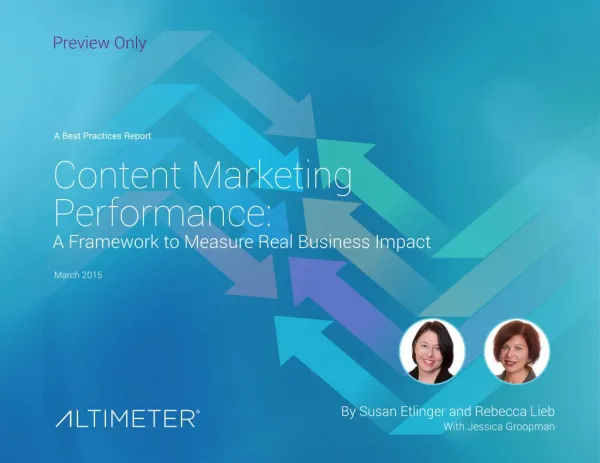 [Report] Content Marketing Performance by Altimeter Group