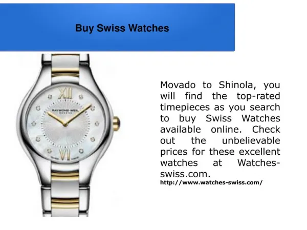 Buy Swiss Watches