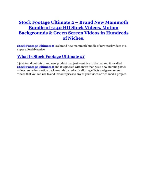 Stock Footage Ultimate 2.0 review-(SHOCKED) $21700 bonuses