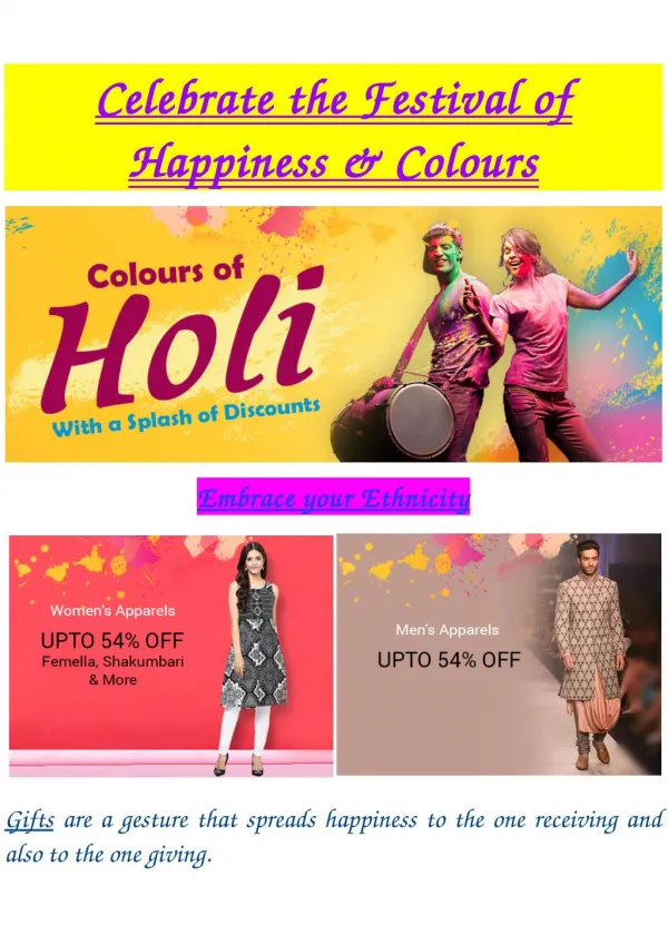 Holi : Celebrate the festival of Happiness & Colours