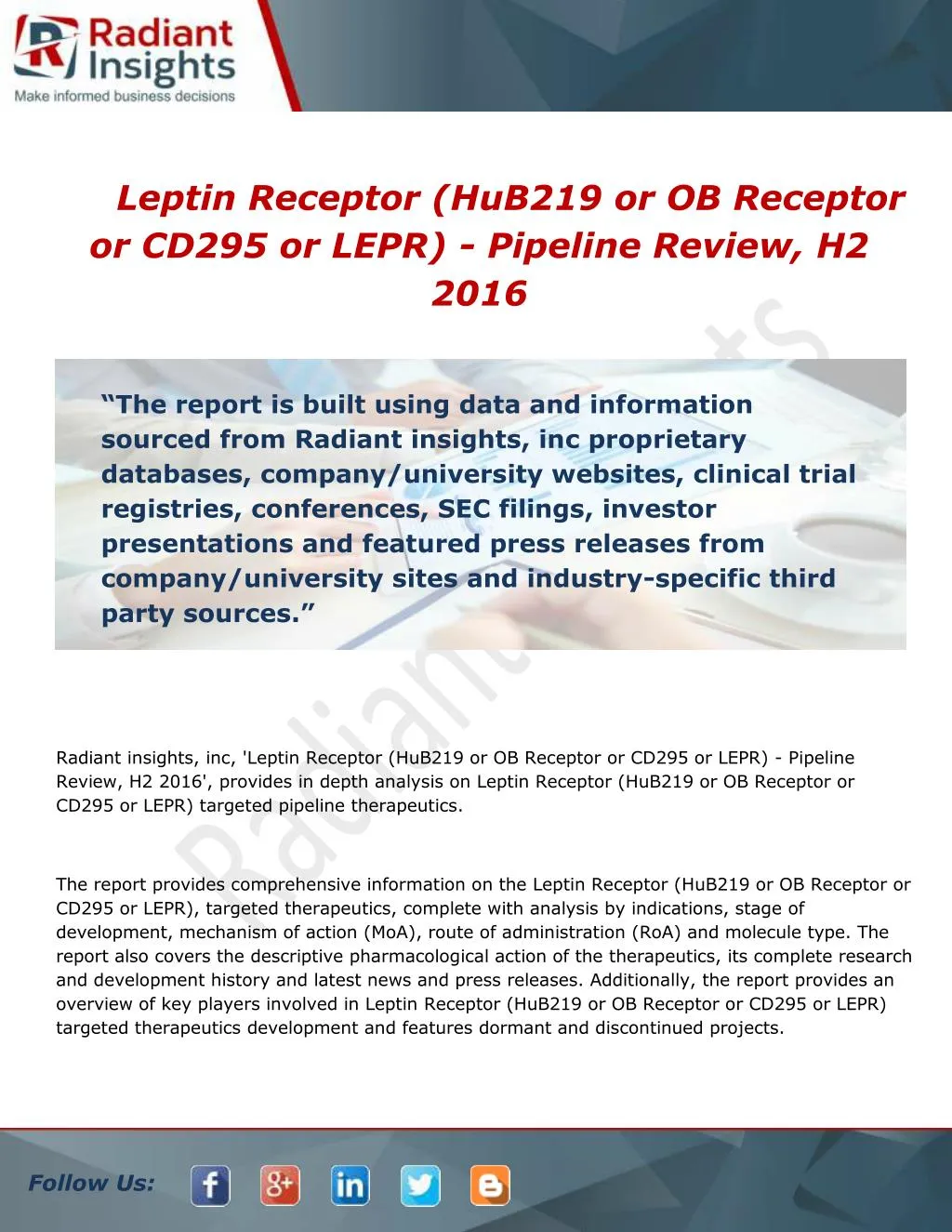 leptin receptor hub219 or ob receptor or cd295