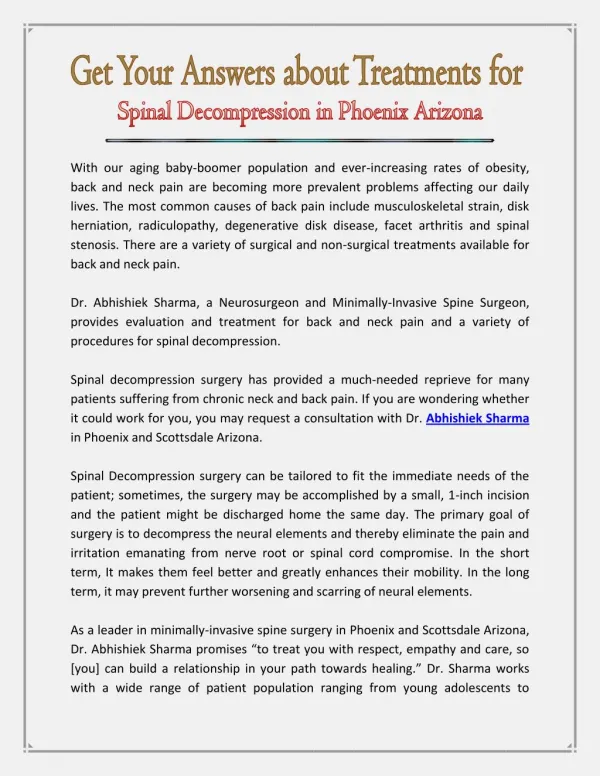 Spinal Decompression Phoenix Arizona
