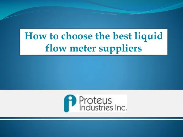 How to Choose Liquid Flow Meters Suppliers : Proteus Industries Inc.