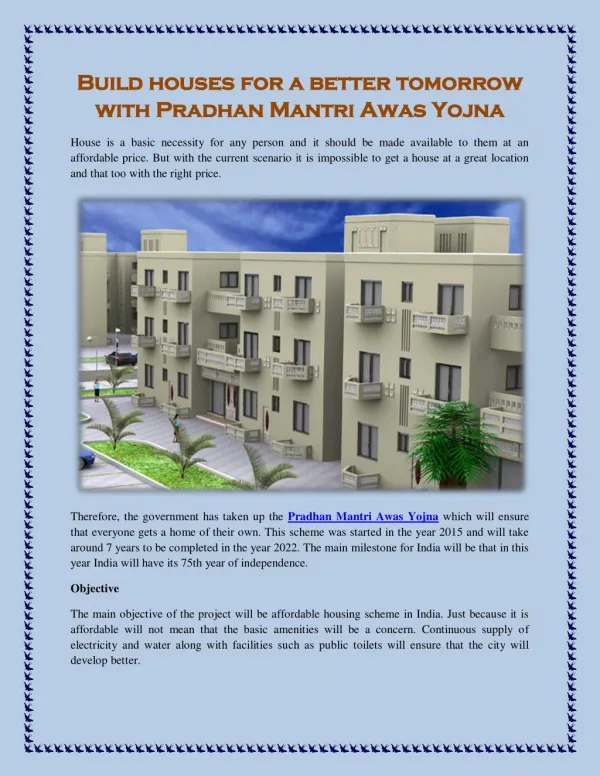 Build houses for a better tomorrow with Pradhan Mantri Awas Yojna