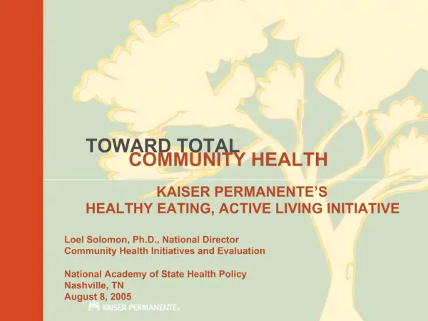 TOWARD TOTAL COMMUNITY HEALTH