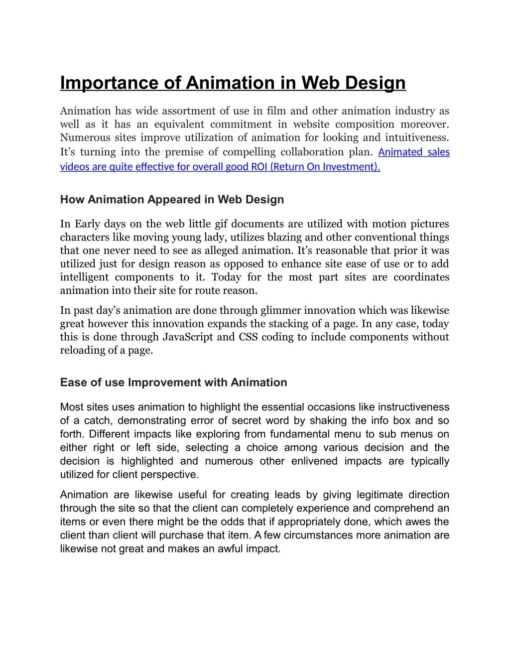 importance of animation in web design