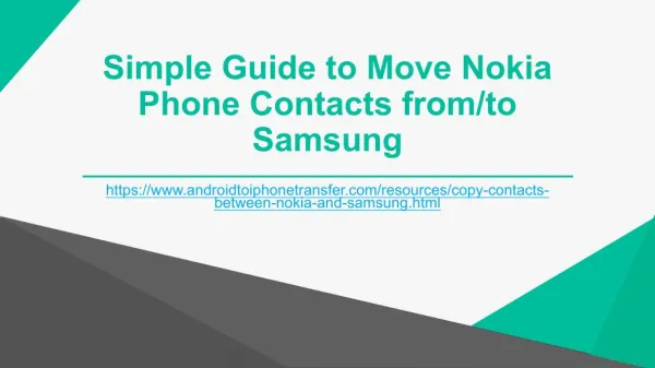 Move Nokia Phone Contacts from/to Samsung