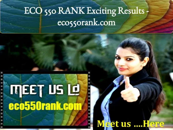 ECO 550 RANK Exciting Results -eco550rank.com