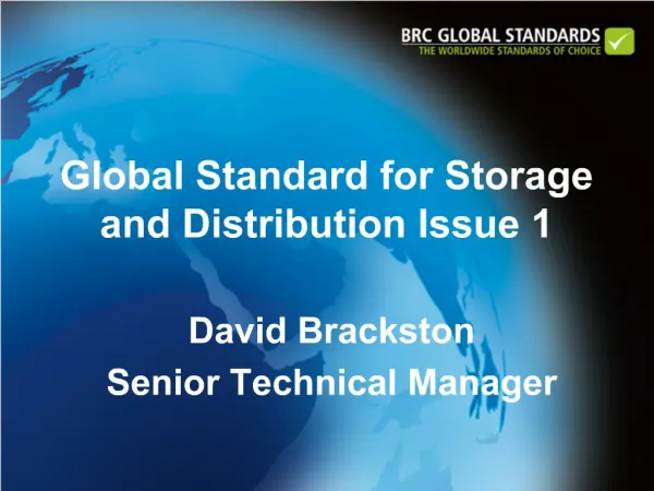 Global Standard for Storage and Distribution Issue 1