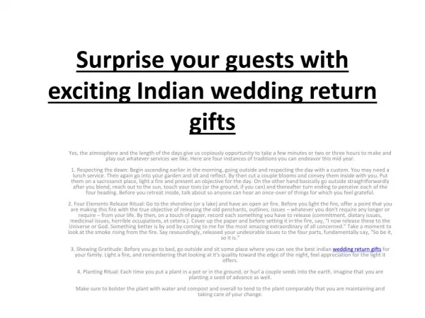 Surprise your guests with exciting Indian wedding return gifts