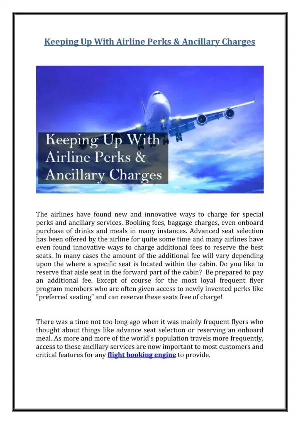 Keeping Up With Airline Perks & Ancillary Charges