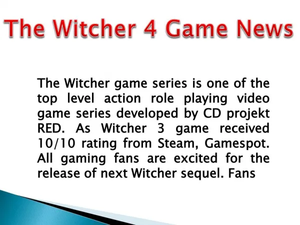 The Witcher 4 game