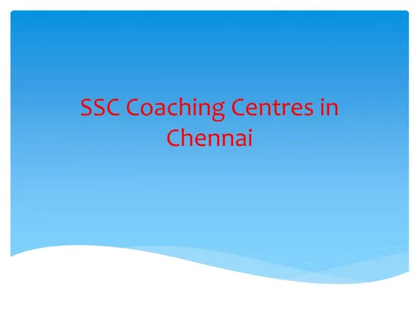 SSC Coaching Centres in Chennai