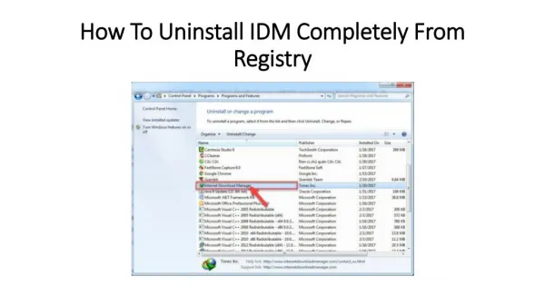 how to uninstall idm completely from registry
