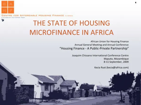 THE STATE OF HOUSING MICROFINANCE IN AFRICA