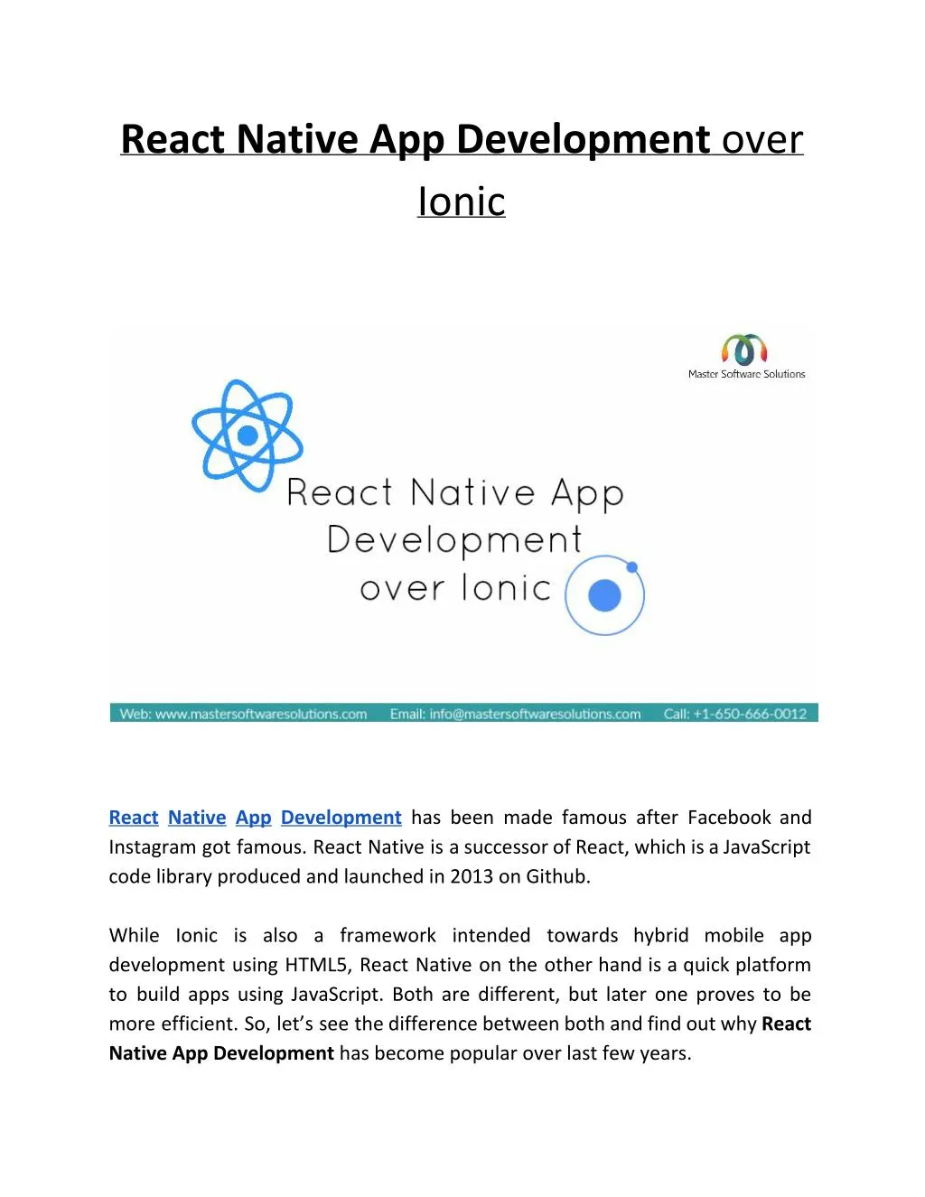 react native app development over ionic