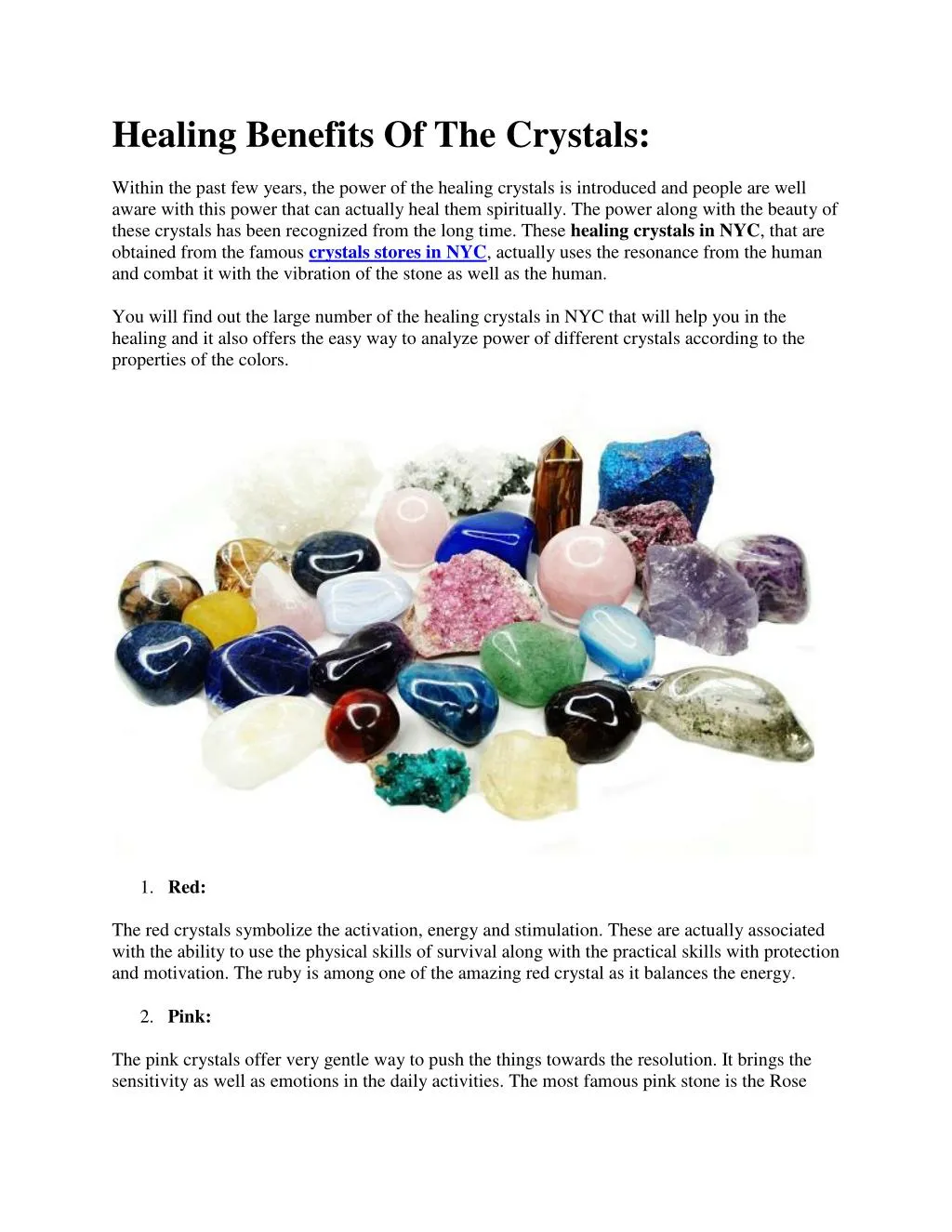 healing benefits of the crystals