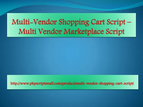Multi-Vendor Shopping Cart Script - Multi Vendor Marketplace Script