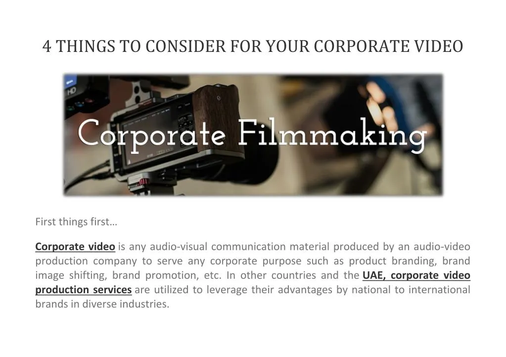 4 things to consider for your corporate video