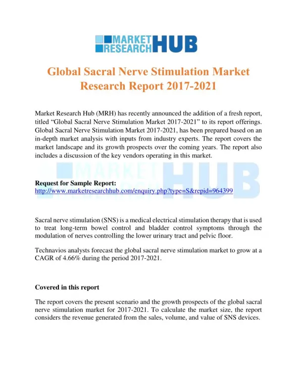 Global Sacral Nerve Stimulation Market Research Report 2017-2021